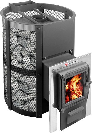 Печь Термофор Кольчуга 14-18 (чугунная дверца со стеклом+парогенератор)