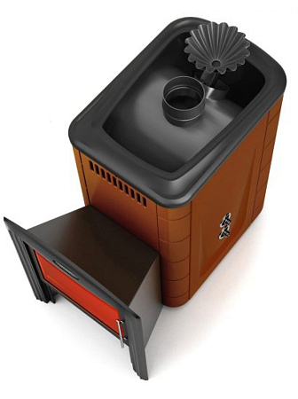 Печь банная Ангара 2012 Inox Витра ЗК ТО терракота