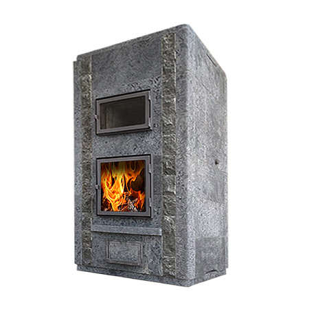 Теплонакопительная Печь-камин с духовкой Nasto 20/1840 камень серпентинит АНТИК Т50мм