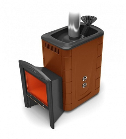 Печь банная Гейзер 2014 Inox Витра ЗК ТО терракота