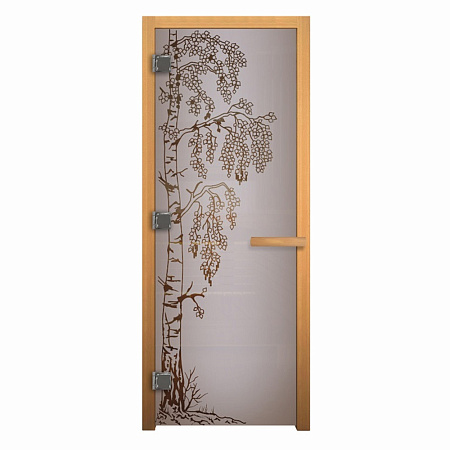 ДС Сатин Матовая "БЕРЕЗКА" 190х70 (8мм, 3 петли 710) (ОСИНА) Лев