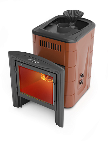Печь банная Гейзер Мини 2016 Inox Витра ЗК ТО терракота