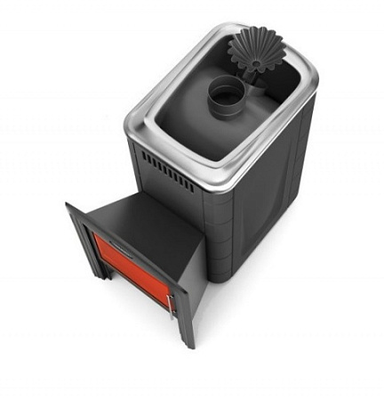 Печь банная Ангара 2012 Inox Витра ЗК антрацит