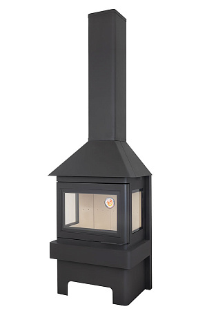 Камин ПРАГА ТРИ СТЕКЛА черный