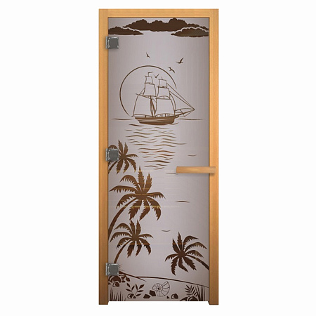 ДС Сатин Матовая "ЛАГУНА" 190х70 (8мм, 3 петли 710) (ОСИНА) Лев