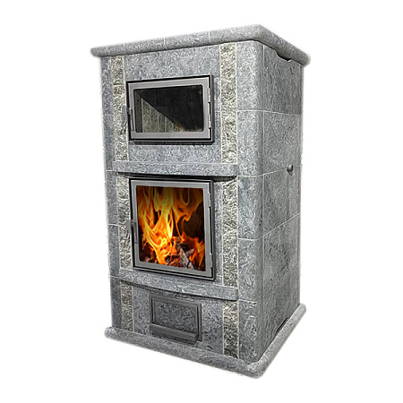 Теплонакопительная Печь-камин с духовкой Kontio 20/1570 камень серпентинит АНТИК Т40мм