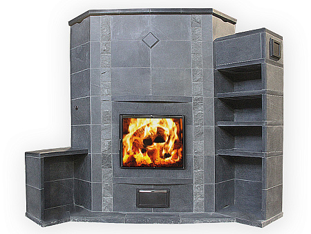 Теплонакопительная Печь-камин Kalevala камень серпентинит АНТИК Т40мм