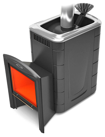 Печь банная Гейзер 2014 Inox Витра ЗК антрацит