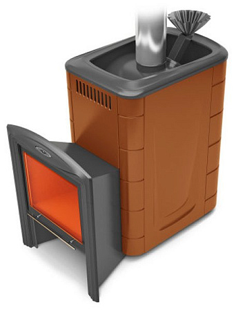 Печь банная Гейзер 2014 Inox Витра ЗК терракота