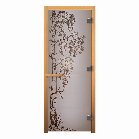 ДС Сатин Матовая "БЕРЕЗКА" 190х70 (8мм, 3 петли 710) (ОСИНА) Пр