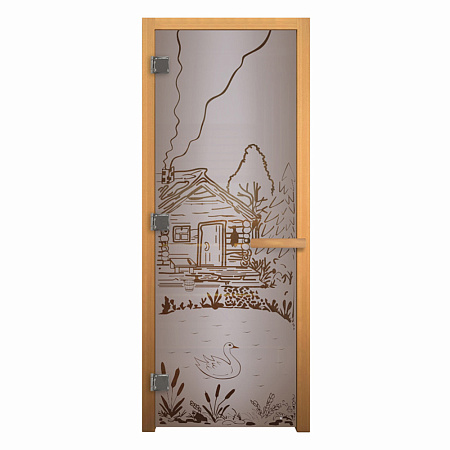 ДС Сатин Матовая "БАНЬКА" 190х70 (8мм, 3 петли 710) (ОСИНА) Лев