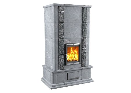 Теплонакопительная Печь-камин Tower 25/1610/R100 камень серпентинит АНТИК Т50мм