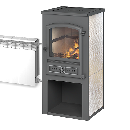 Камин ЭТНА (БКД) с плитой и т/о "Бежевый" Ø115мм