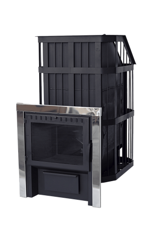 Печь банная "Сибирь" с закрытой каменкой. Панорамная дверца