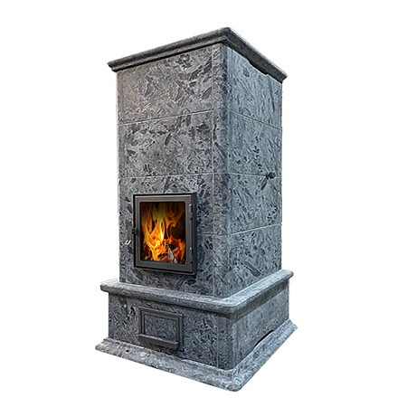 Теплонакопительная Печь-камин Tower-15/1570 камень серпентинит АНТИК Т50мм