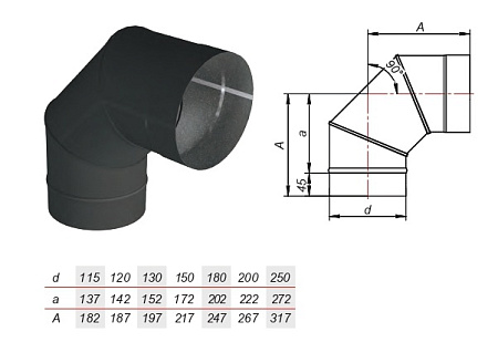 Отвод VBR 90° нерж AISI 439 0.8 черный Отвод VBR 90° нерж AISI 439 0.8 черный