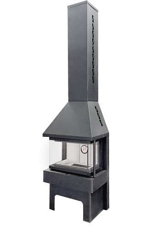 Камин ПАНОРАМА ТРИ СТЕКЛА графит