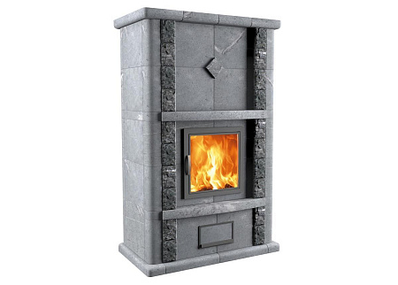 Теплонакопительная Печь-камин Krievi-25 камень серпентинит АНТИК Т50мм