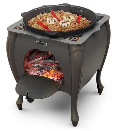 Портативная печь Зухра под казан черная бронза