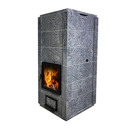 Теплонакопительная Печь-камин Katarina -25/1820 камень серпентинит серебро Т50мм
