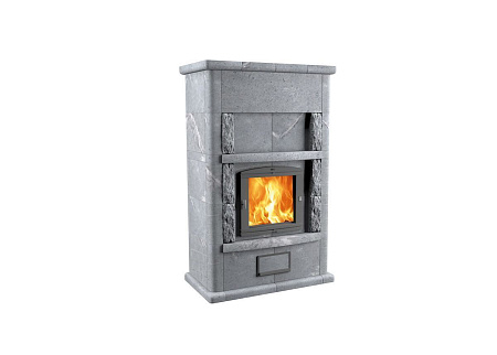 Теплонакопительная Печь-камин Takka-25 камень серпентинит АНТИКТ50мм